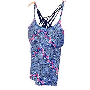 Island Vibes Woman Swimsuit Top Tanking Patterned Geometric Colorful 2X